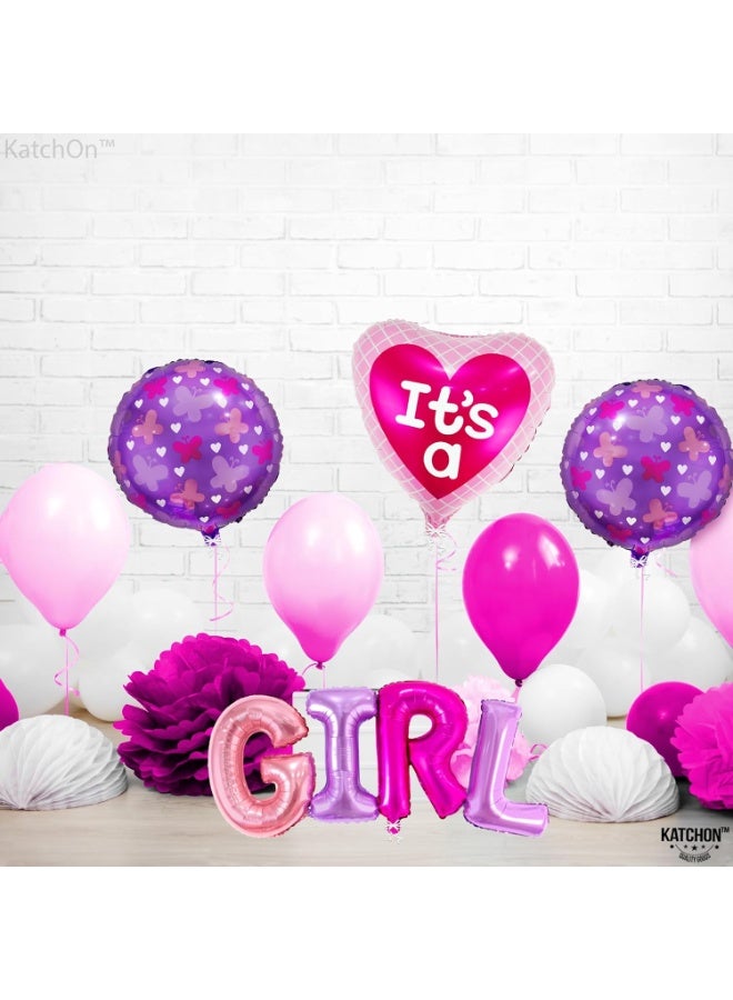 KATCHON Its A Girl Balloon Set - Pack of 4 | Girl Letter Balloons, Its A Girl Balloons for Baby Shower Decorations | Baby Girl Balloons, Girl Gender Reveal Decorations | Baby Shower Balloons for Girl - Image 2